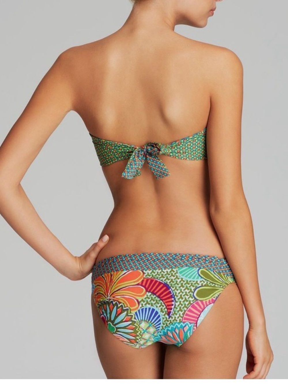 Trina Turk Zanzibar Vibrant Floral Print Bikini - Multi Green & Coral - Picture 4 of 6